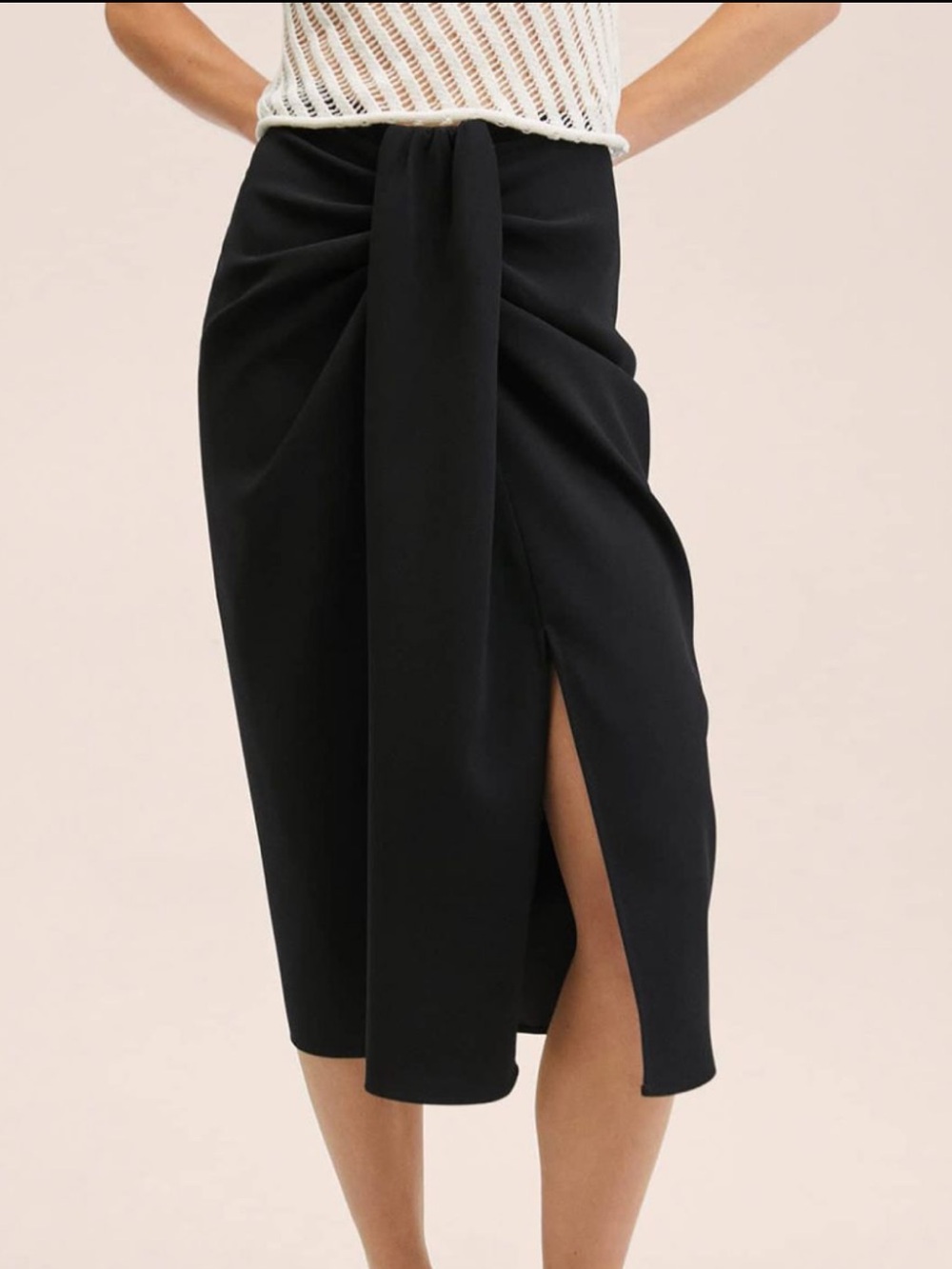 Nwt mango Black front pleat Draped Midi Skirt - Women - Picture 2 of 8